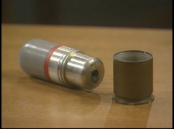 Still Image 2 of a tear gas shell case in CBS's "What Really Happened at Waco?" January 25, 2000.
