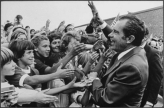 President Nixon Greeted by Dwight D. Eisenhower High School Students in Utica, Michigan.