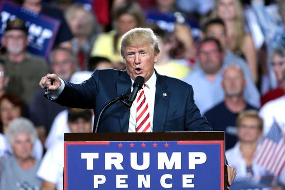 Donald Trump speaking at a campaign rally in Prescott Valley, Arizona.